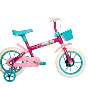 Bicicleta 12 Lolly Pink com acessórios azul turquesa