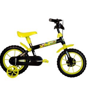 Bicicleta 12 Lillo Preto com acessórios verde limão