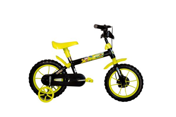 Bicicleta 12 Lillo Preto com acessórios verde limão