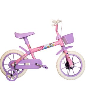Bicicleta 12 Lolly Rosa com acessórios lilas