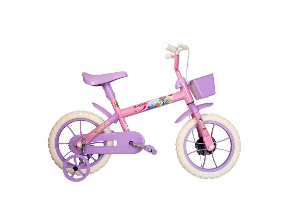 Bicicleta 12 Lolly Rosa com acessórios lilas